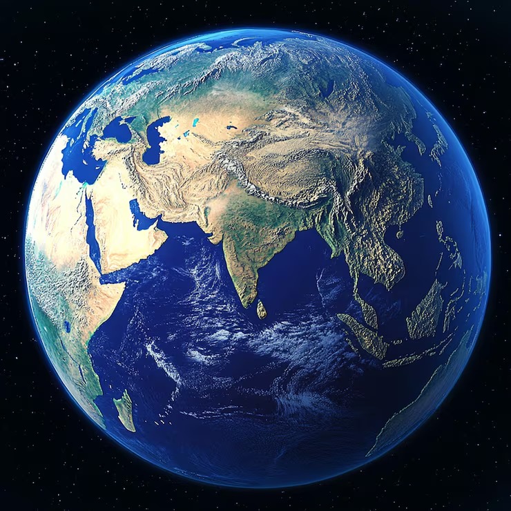 Earth against a starfield, the orbital environment Vaelon Guard protects
